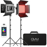 GVM 1000D RGB LED Studio Video Bi-Color 2-Panel Light Kit with Grid